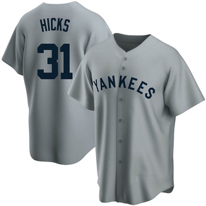 Men's New York Yankees Aaron Hicks Replica Gray Road Cooperstown Collection Jersey