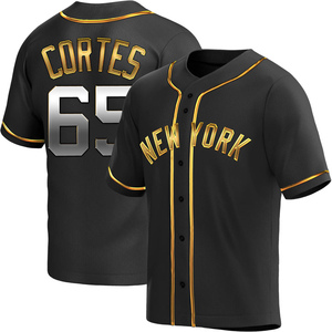 Men's New York Yankees Nestor Cortes Replica Black Golden Alternate Jersey