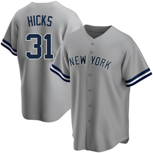Youth New York Yankees Aaron Hicks Replica Gray Road Name Jersey