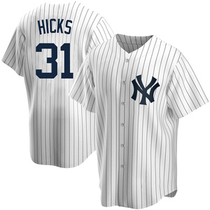 Youth New York Yankees Aaron Hicks Replica White Home Jersey